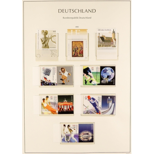 674 - GERMANY 1990 - 2005 RE-UNIFICATION COLLECTION in 2 albums, chiefly never hinged mint sets (with a fe... 