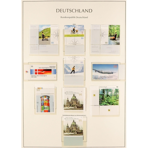 674 - GERMANY 1990 - 2005 RE-UNIFICATION COLLECTION in 2 albums, chiefly never hinged mint sets (with a fe... 