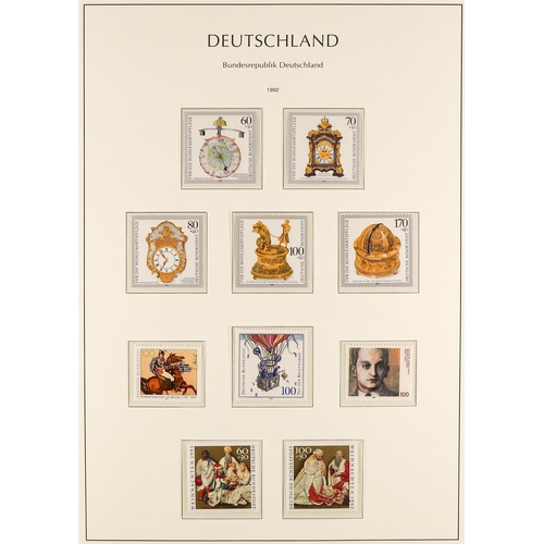 674 - GERMANY 1990 - 2005 RE-UNIFICATION COLLECTION in 2 albums, chiefly never hinged mint sets (with a fe... 