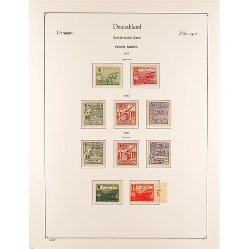 688 - GERMAN ALLIED ZONES RUSSIAN ZONE 1945 - 1946 COLLECTION of never hinged mint stamps on KA-BE hingles... 