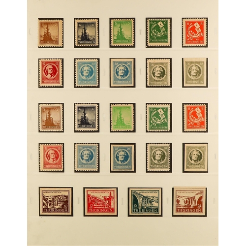 692 - GERMAN ALLIED ZONES SOVIET ZONE 1945 - 1948 NEVER HINGED MINT album pages, note all the Berlin- Bran... 