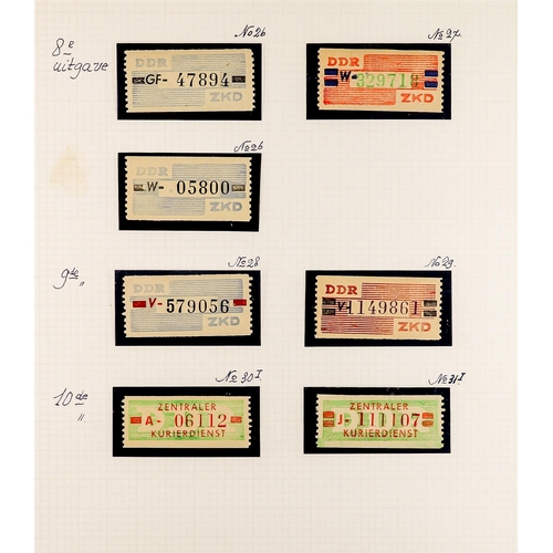 698 - GERMANY EAST OFFICIALS 1958 - 1963 CENTRAL COURIER SERVICE collection of never hinged mint stamps on... 