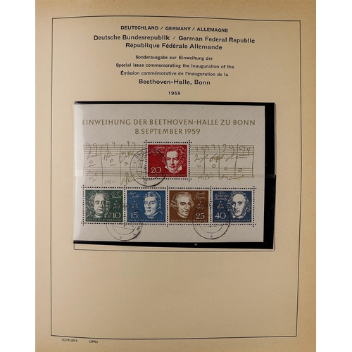 701 - GERMANY WEST 1949 - 1981 USED COLLECTION in Schaubek album, includes some plate flaws such as 1949 P... 