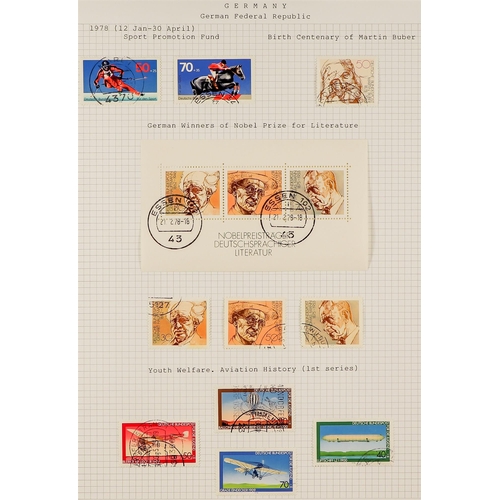 702 - GERMANY WEST 1949 - 1990 FINE USED COLLECTION in album, includes 1949 20pf Assembly, 1951 30pf Rontg... 