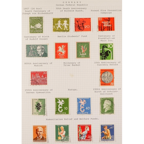 702 - GERMANY WEST 1949 - 1990 FINE USED COLLECTION in album, includes 1949 20pf Assembly, 1951 30pf Rontg... 