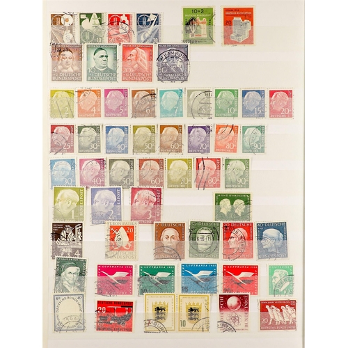 703 - GERMANY WEST 1949 - 1990 FINE USED COLLECTION in stockbook, note 1949 10pf Stamp Centenary & 30pf UP... 