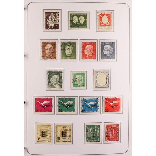 704 - GERMANY WEST 1949 - 1999 FINE USED COLLECTION in two albums, near- complete stamps & miniature sheet... 