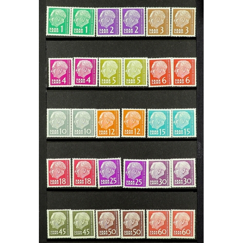 712 - GERMANY - SAAR 1947 - 1959 NEVER HINGED MINT COLLECTION on protective pages, note 1948 set incl Airs... 