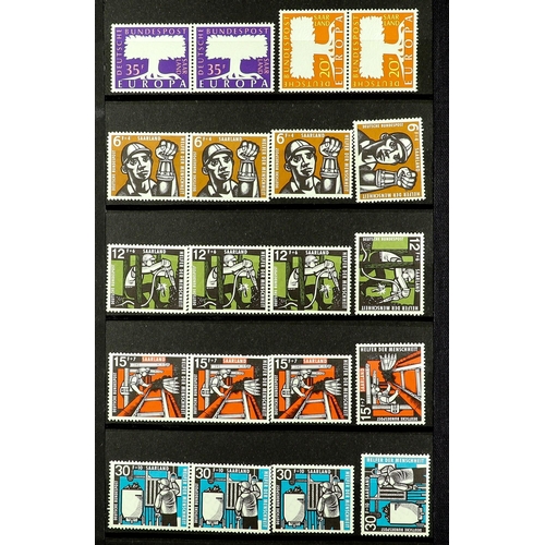 712 - GERMANY - SAAR 1947 - 1959 NEVER HINGED MINT COLLECTION on protective pages, note 1948 set incl Airs... 