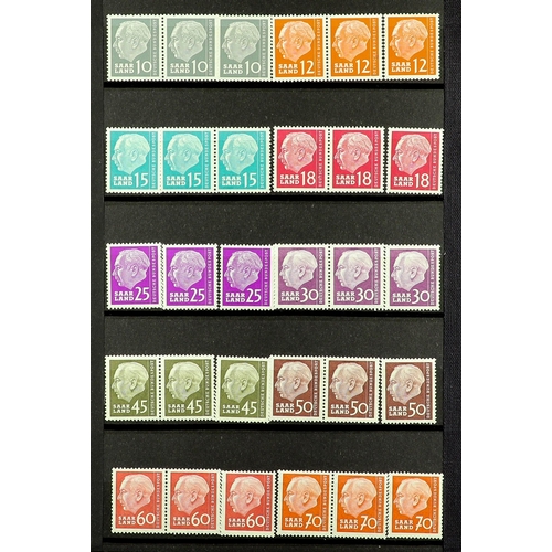 712 - GERMANY - SAAR 1947 - 1959 NEVER HINGED MINT COLLECTION on protective pages, note 1948 set incl Airs... 