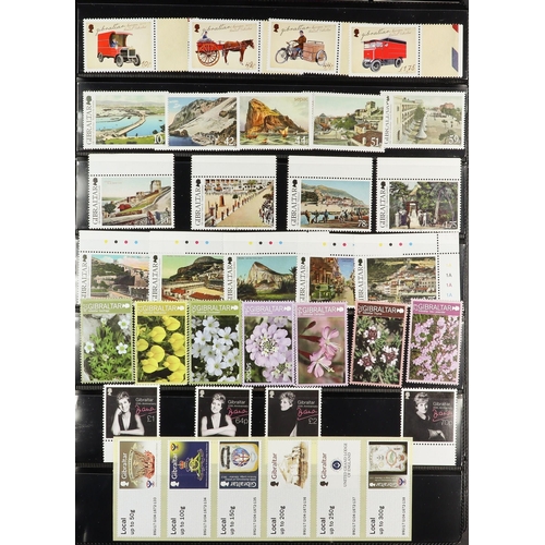 726 - GIBRALTAR 2008-2023 NEVER HINGED MINT COLLECTION on stock pages, complete sets & mini-sheets, very f... 