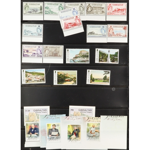 726 - GIBRALTAR 2008-2023 NEVER HINGED MINT COLLECTION on stock pages, complete sets & mini-sheets, very f... 