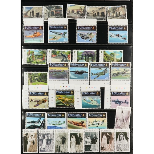 726 - GIBRALTAR 2008-2023 NEVER HINGED MINT COLLECTION on stock pages, complete sets & mini-sheets, very f... 