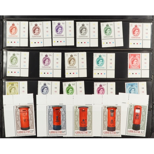 726 - GIBRALTAR 2008-2023 NEVER HINGED MINT COLLECTION on stock pages, complete sets & mini-sheets, very f... 