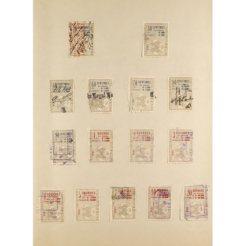 748 - HAITI REVENUE STAMPS COLLECTION of 19th / early 20th century stamps on pages, Effets de Commerce fro... 