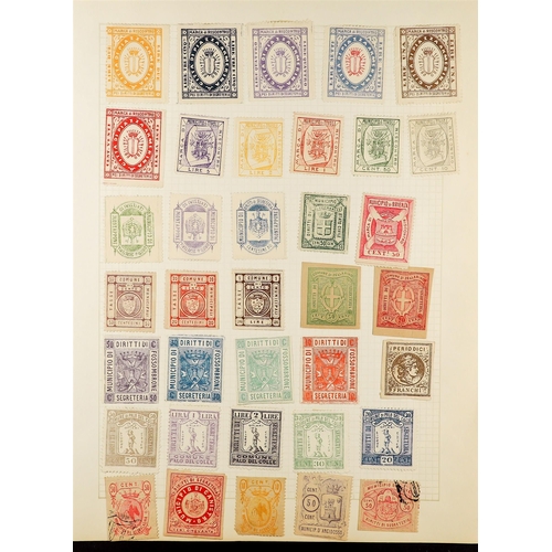 834 - ITALY REVENUE STAMPS COLLECTION of 1860's to 1920's issues on album leaves, note Atti Administrativi... 