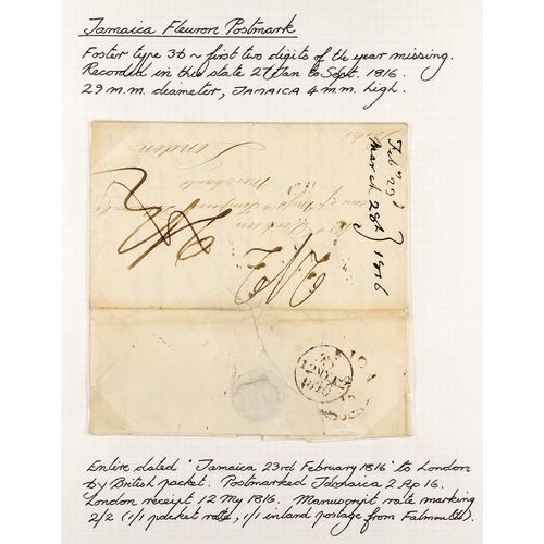 853 - JAMAICA 1799 - 1828 ENTIRE LETTERS collection of 14 covers annotated on pages, note 1799-1803 three ... 