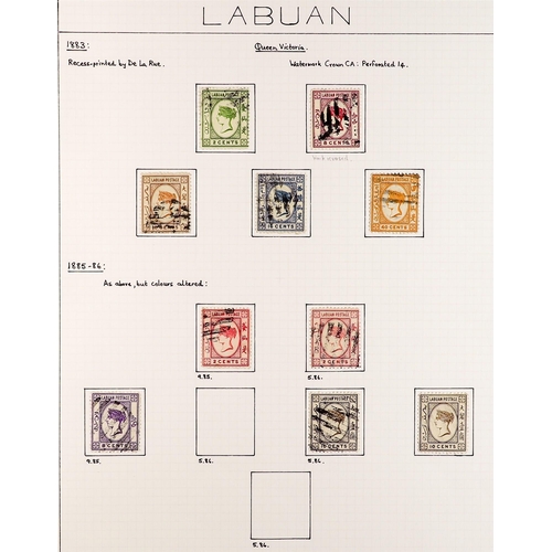 888 - LABUAN 1880 - 1895 COLLECTION of 39 postally used stamps (no emainder cancels) on album pages, note ... 