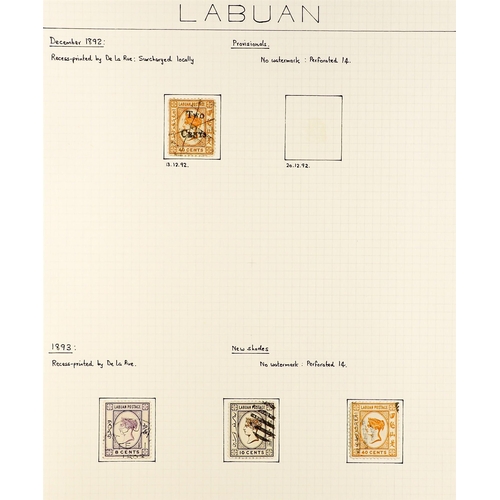 888 - LABUAN 1880 - 1895 COLLECTION of 39 postally used stamps (no emainder cancels) on album pages, note ... 