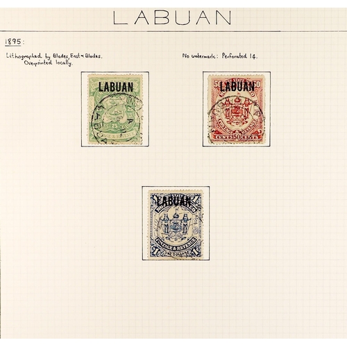 888 - LABUAN 1880 - 1895 COLLECTION of 39 postally used stamps (no emainder cancels) on album pages, note ... 