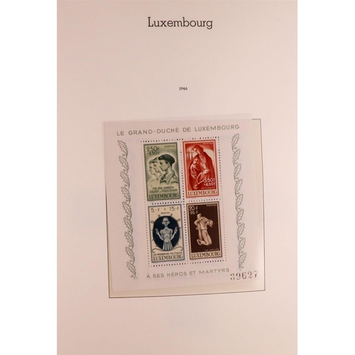 906 - LUXEMBOURG 1945-1986 COMPLETE NEVER HINGED MINT COLLECTION in hingeless Lighthouse album, includes 1... 