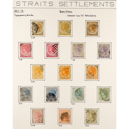 907 - MALAYA-STRAITS SETT. 1867 - 1899 COLLECTION nicely annotated on album pages, of fine used stamps. Ra... 