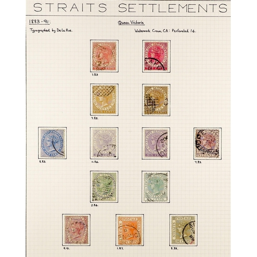 907 - MALAYA-STRAITS SETT. 1867 - 1899 COLLECTION nicely annotated on album pages, of fine used stamps. Ra... 