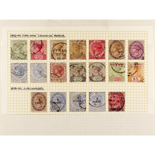 908 - MALAYA-STRAITS SETT. 1867 - 1899 USED COLLECTION on album pages with some 