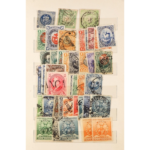 91 - SOUTH AMERICA IN BOX. 19th Century to 1980's chiefly used stamps in 8 stockbooks, note Peru, Colombi... 