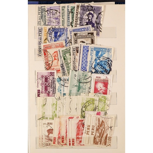 91 - SOUTH AMERICA IN BOX. 19th Century to 1980's chiefly used stamps in 8 stockbooks, note Peru, Colombi... 