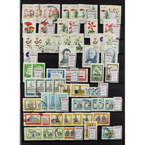 91 - SOUTH AMERICA IN BOX. 19th Century to 1980's chiefly used stamps in 8 stockbooks, note Peru, Colombi... 