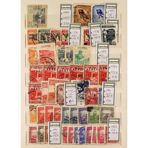 91 - SOUTH AMERICA IN BOX. 19th Century to 1980's chiefly used stamps in 8 stockbooks, note Peru, Colombi... 