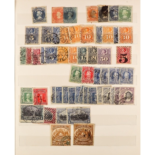 91 - SOUTH AMERICA IN BOX. 19th Century to 1980's chiefly used stamps in 8 stockbooks, note Peru, Colombi... 