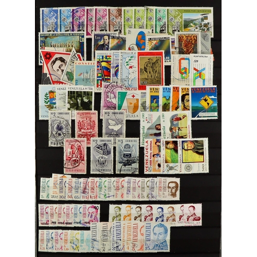 91 - SOUTH AMERICA IN BOX. 19th Century to 1980's chiefly used stamps in 8 stockbooks, note Peru, Colombi... 