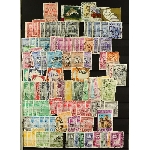 91 - SOUTH AMERICA IN BOX. 19th Century to 1980's chiefly used stamps in 8 stockbooks, note Peru, Colombi... 