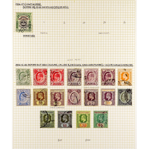 911 - MALAYA-STRAITS SETT. 1902 - 1912 COLLECTION of chiefly used stamps on album pages, note 1902-03 set,... 