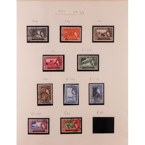 917 - MALAYA STATES 1934-1965 USED COLLECTION on pages, chiefly KGVI issues, includes Kelantan, Malacca, N... 