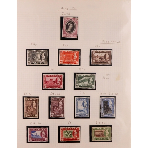 917 - MALAYA STATES 1934-1965 USED COLLECTION on pages, chiefly KGVI issues, includes Kelantan, Malacca, N... 