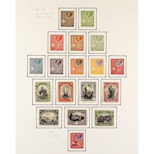 934 - MALTA 1922 - 1935 COMPLETE MINT COLLECTION on album pages, note 1922-26 set, 1926 overprints set, 19... 