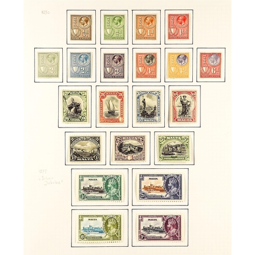 934 - MALTA 1922 - 1935 COMPLETE MINT COLLECTION on album pages, note 1922-26 set, 1926 overprints set, 19... 