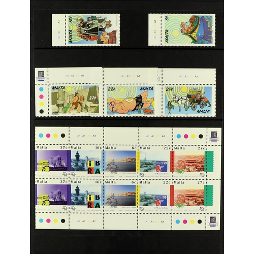 939 - MALTA 1953 - 2000 EXTENSIVE COLLECTION of chiefly never hinged mint sets and miniature sheets on pro... 