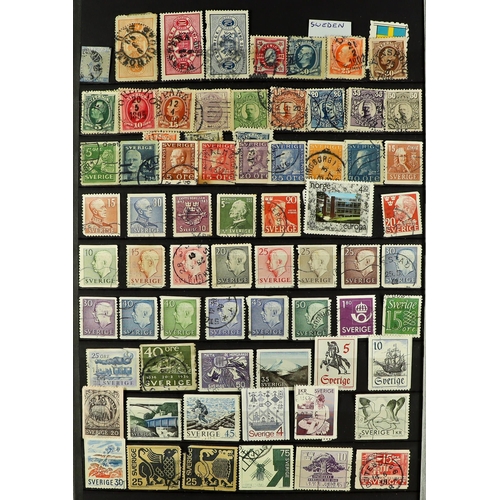 94 - CARTON WITH EUROPE IN 7 STOCK BOOKS. with mint, never hinged mint & used stamps from Belgium, Czech,... 