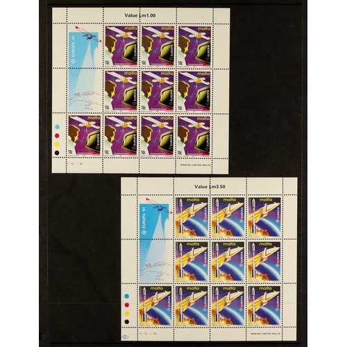 940 - MALTA 1972 - 2000 'EUROPA' SHEETLETS COLLECTION. A complete run of Europa sheetlets of 10 stamps (+2... 