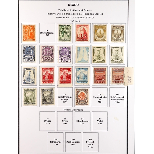 956 - MEXICO 1917 - 1940 MINT COLLECTION on album pages, note 1917-20 Portraits perf 12 set (missing 3c) t... 