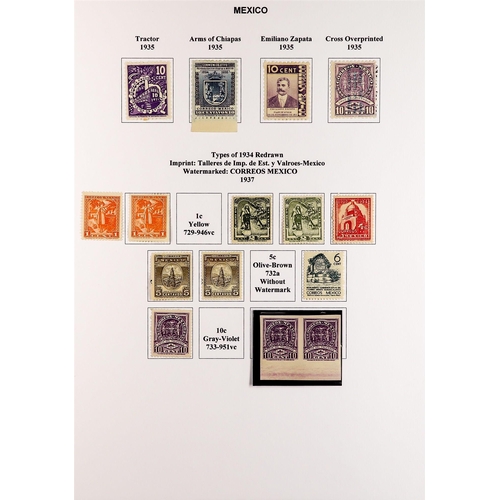 956 - MEXICO 1917 - 1940 MINT COLLECTION on album pages, note 1917-20 Portraits perf 12 set (missing 3c) t... 