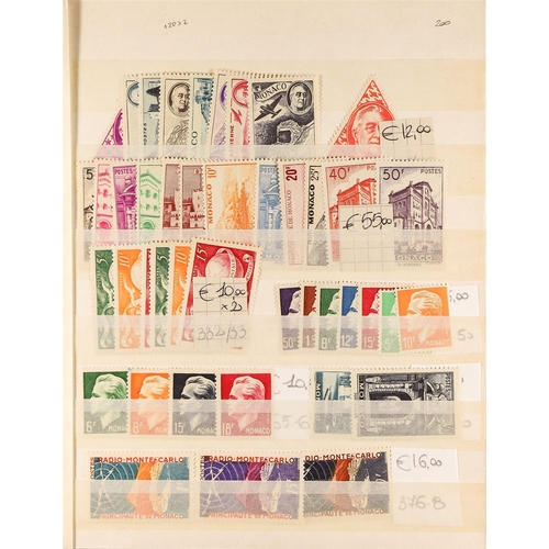 959 - MONACO 1926 - 1980 MINT / NEVER HINGED MINT in a stock book, many sets, top values, Airs, Pre-cancel... 