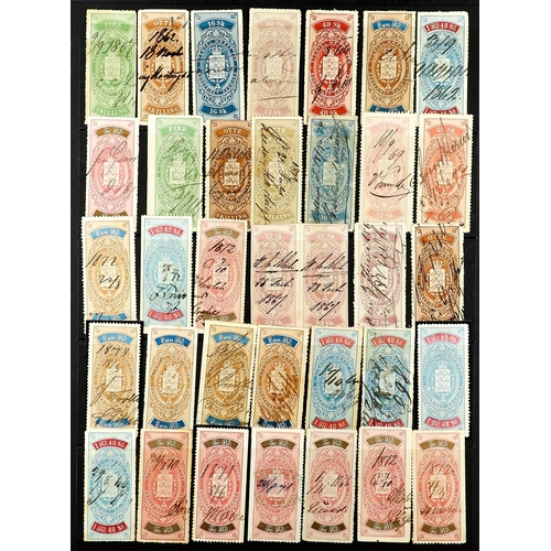 99 - SCANDINAVIAN REVENUE STAMPS 19th / early 20th Century stamps in a stockbook, on loose pages, in glas... 