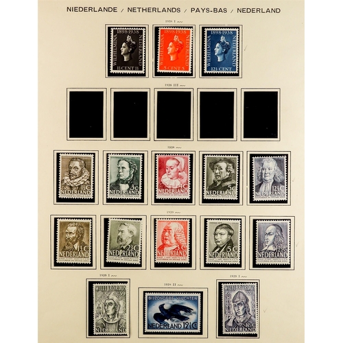 993 - NETHERLANDS 1935 - 1968 NEAR - COMPLETE COLLECTION of never hinged mint stamps on album pages, note ... 