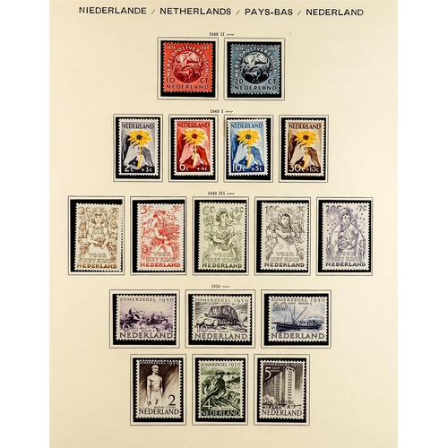 993 - NETHERLANDS 1935 - 1968 NEAR - COMPLETE COLLECTION of never hinged mint stamps on album pages, note ... 