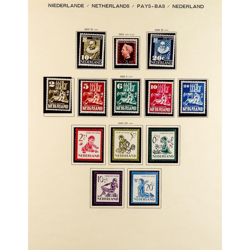 993 - NETHERLANDS 1935 - 1968 NEAR - COMPLETE COLLECTION of never hinged mint stamps on album pages, note ... 